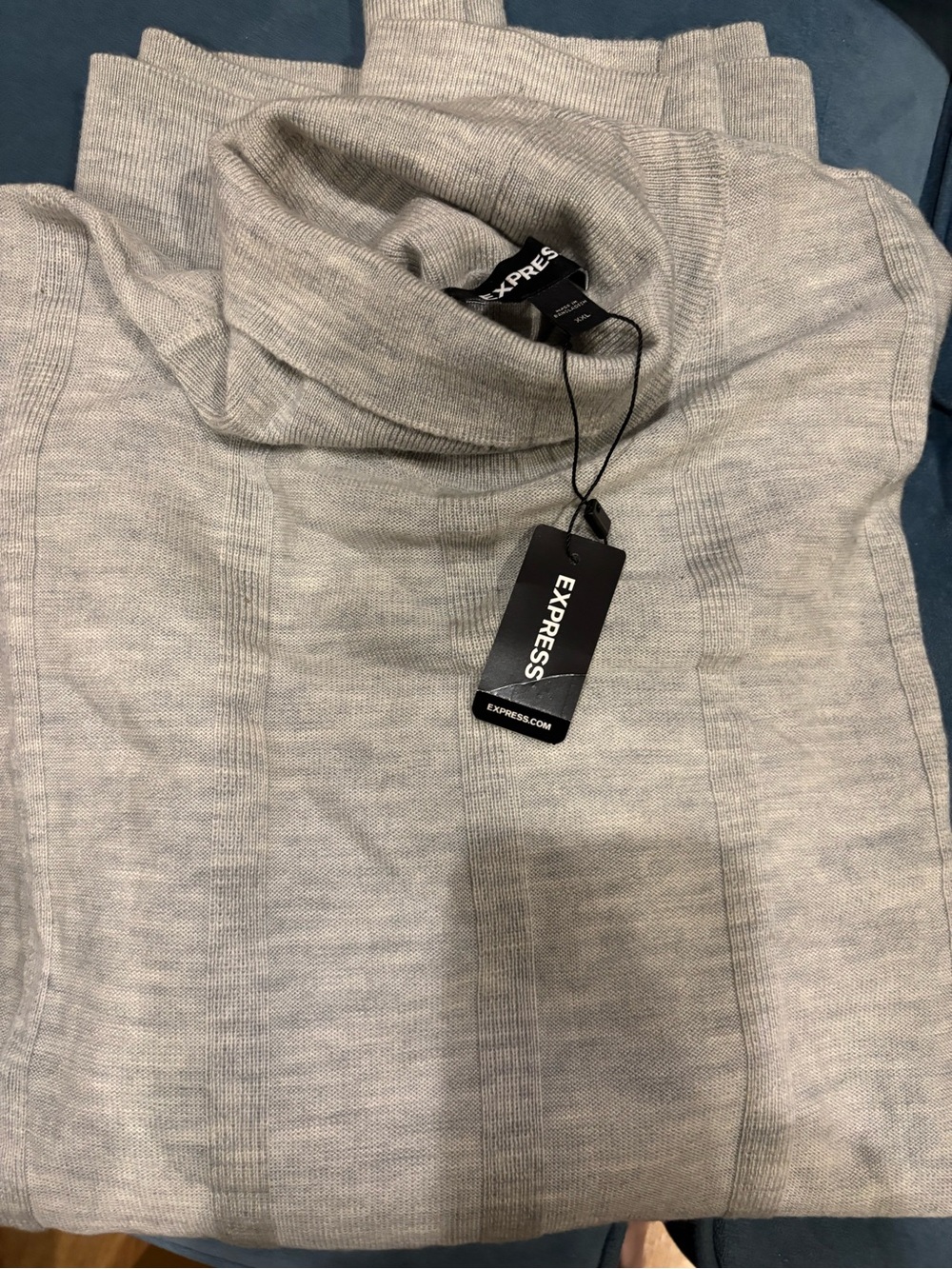 Express-Men Turtleneck-Light Grey with texture stripes